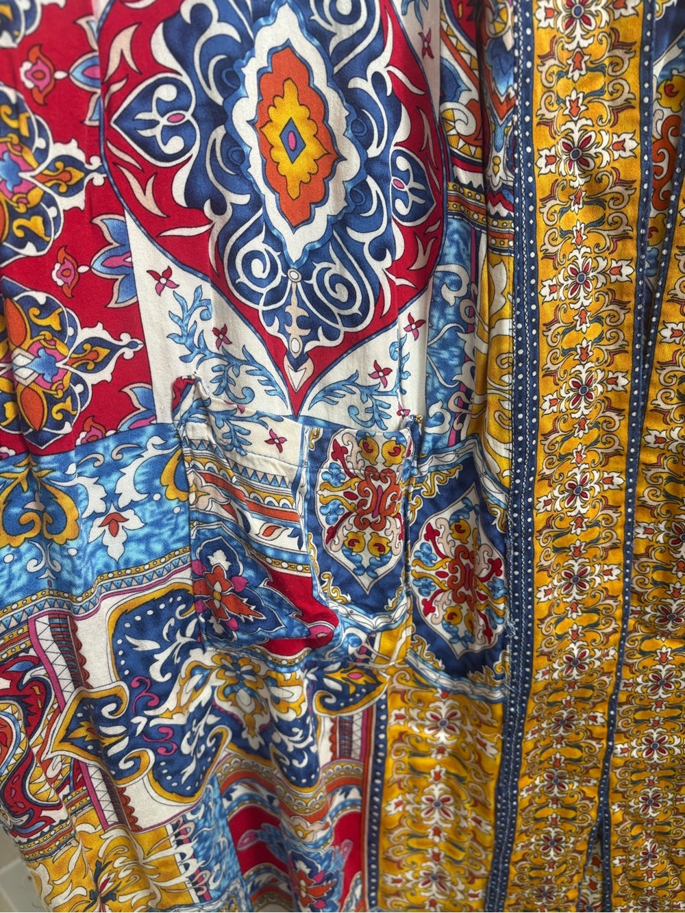 Haute Hippie Reversible Psychedelic Print Belted Long Kimono Duster Caftan - Picture 3 of 6